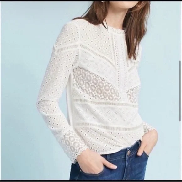 Anthropologie x James Coviello Burnham Lace Top M Cottagecore Boho Festival - Picture 3 of 15